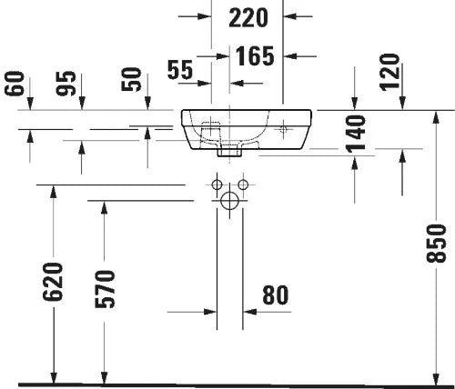 Duravit D-Code lave-mains 400 x 220 mm - blanc - avec trou de robinet droite - sans trop-plein