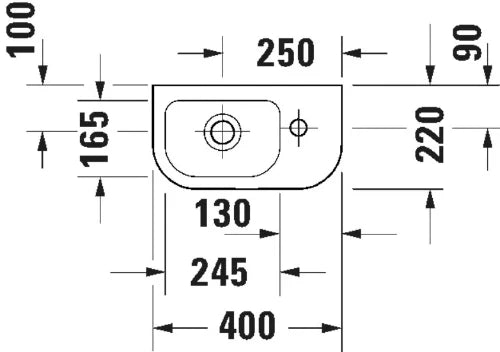 Duravit D-Code lave-mains 400 x 220 mm - blanc - avec trou de robinet droite - sans trop-plein