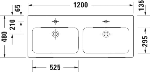 Duravit D-Code double lavabo 1200 x 460 mm - blanc - 2 trous de robinet - avec trop-plein
