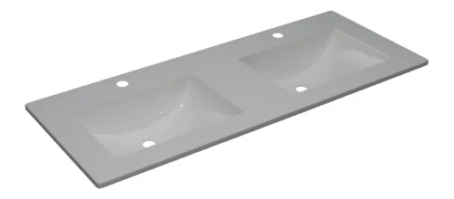 Procasa Klaire vasque en céramique 1260 x 480 x 190 mm - 2 trou de robinet - avec trop-plein - blanc