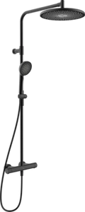 Hansa HansaAureliaa robinet thermostatique douche avec douchette 110 mm 3-jets avec douche à effet pluie 300 mm - avec barre et flexible 1750 mm - noir mat