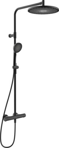 Hansa HansaAureliaa robinet thermostatique douche avec douchette 110 mm 3-jets avec douche à effet pluie 300 mm - avec barre et flexible 1750 mm - noir mat