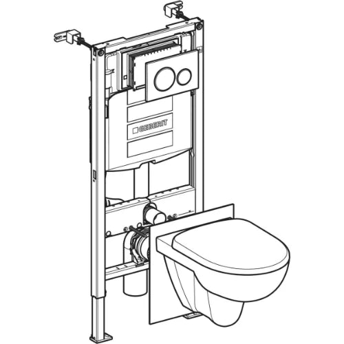 Geberit Selnova In One Box toilette suspendue 355 x 530 mm PACK rimfree (Systemfix + toilette suspendue rimfree + abattant Softclose/Quick Release + Sigma20 drukplaat) sans rebord – blanc/chroom