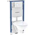 Geberit Selnova In One Box toilette suspendue 355 x 530 mm PACK rimfree (Systemfix + toilette suspendue rimfree + abattant Softclose/Quick Release + Sigma20 drukplaat) sans rebord – blanc/chroom