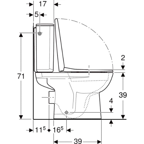 Geberit Selnova AP128 PACK cuvette 355 x 665 mm - rimfree PACK (Selnova cuvette à poser H Rimfree + reservoir AP128 + abattant Softclose) sans rebord - blanc