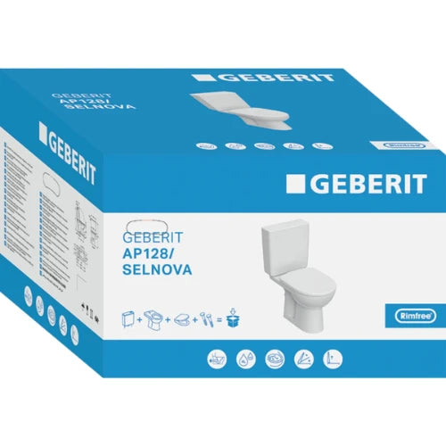Geberit Selnova AP128 PACK cuvette 355 x 665 mm - rimfree PACK (Selnova cuvette à poser H Rimfree + reservoir AP128 + abattant Softclose) sans rebord - blanc