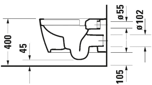 Duravit ME by Starck toilette suspendue 370 x 570 mm - rimless sans rebord - blanc mat Hygieneglaze - fixation invisible