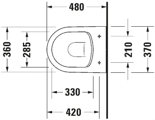 Duravit ME by Starck compact toilette suspendue 370 x 480 mm - rimless sans rebord - blanc mat - fixation invisible