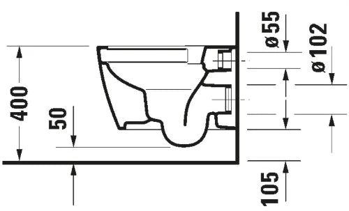 Duravit ME by Starck compact toilette suspendue 370 x 480 mm - rimless sans rebord - blanc mat - fixation invisible