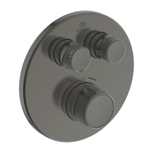 Ideal Standard Ceratherm Navigo T set de finition pour robinet thermostatique bain encastré rond - Brushed Gun Metal