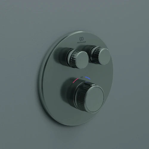 Ideal Standard Ceratherm Navigo T set de finition pour robinet thermostatique bain encastré rond - Brushed Gun Metal