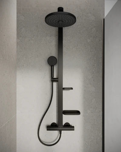 Ideal Standard Alu+ robinet thermostatique set de douche - douche de tête 260 mm - douchette 100 mm - noir mat