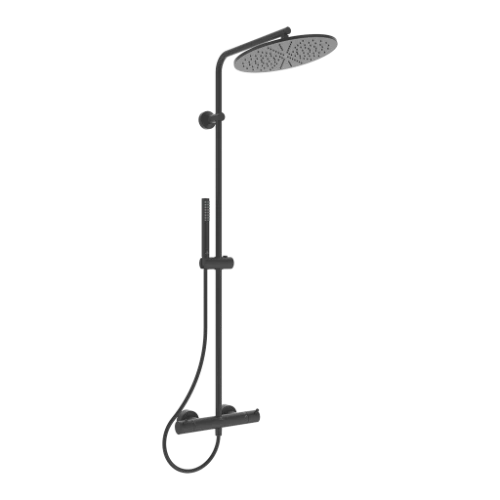 Ideal Standard Ceratherm T125 système de douche avec Ceratherm T125 - IdealRain douchette en stick avec 1 fonction - 8 l/min - douche de tête 300 mm - 12 l/min et IdealFlex 1750 mm. - Silk Black