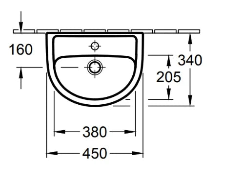Villeroy & Boch Saval Pro lave-mains 450 x 340 mm - blanc - avec trou de robinet - avec trop-plein