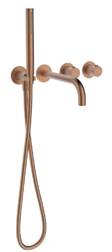 Procasa Vivo kit de finition pour thermostat de bain avec onduleur - bec de remplissage & douchette à main inclu - Brushed Copper PVD - cuivre brossé PVD