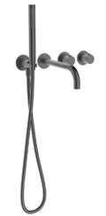 Procasa Vivo kit de finition pour thermostat de bain avec onduleur - bec de remplissage & douchette à main inclu - Gun Metal PVD - acier mat PVD