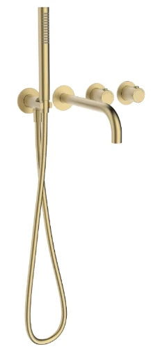 Procasa Vivo kit de finition pour thermostat de bain avec onduleur - bec de remplissage & douchette à main inclu - Brushed gold PVD