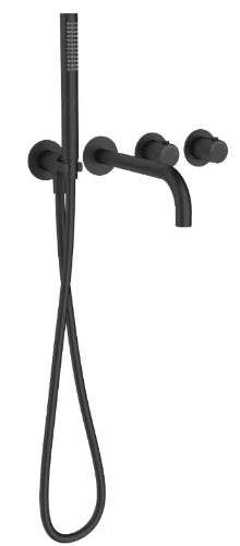 Procasa Vivo kit de finition pour thermostat de bain avec onduleur - bec de remplissage & douchette à main inclu - noir mat PVD