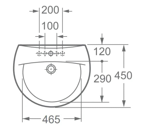 Procasa Normus 2.0 lavabo 600 x 450 x 190 mm - blanc - avec trou de robinet - avec trop-plein