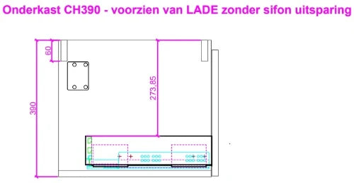 Procasa Klaire 39 - sous meuble lavabo avec 1 tirroir 1200 x 435 x 390 mm - soft