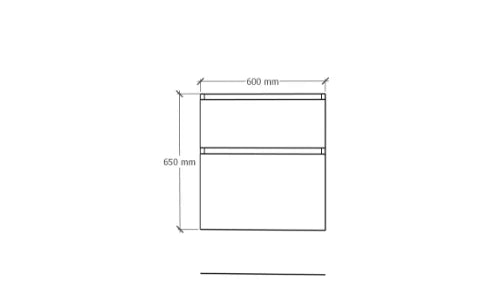 Procasa Klaire 65 - sous meuble lavabo avec 2 tirroirs 600 x 435 x 650 mm - découpe central  - soft