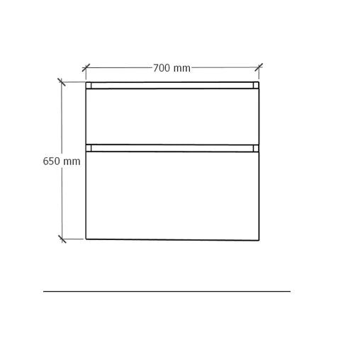 Procasa Klaire 65 - sous meuble lavabo avec 2 tirroirs 700 x 435 x 650 mm - découpe central - walnut