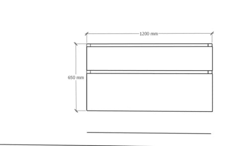 Procasa Klaire 65 - sous meuble lavabo avec 2 tirroirs 1200 x 435 x 650 mm - découpe droite - walnut