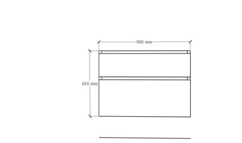 Procasa Klaire 65 - sous meuble lavabo avec 2 tirroirs 900 x 435 x 650 mm - découpe central - blanc