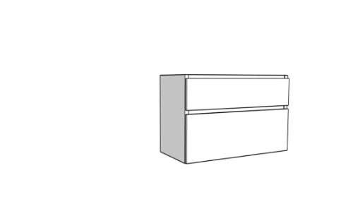 Procasa Klaire 65 - sous meuble lavabo avec 2 tirroirs 1000 x 435 x 650 mm - découpe central  - blanc
