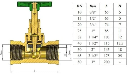 Schlosser 1105 vanne siège droit FF 4/4 x 4/4 - sans vidage - laiton