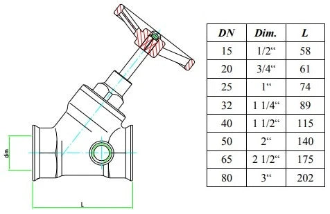 Schlosser 1405 vanne siège incliné FF 1/2 x 1/2 - sans vidage - laiton