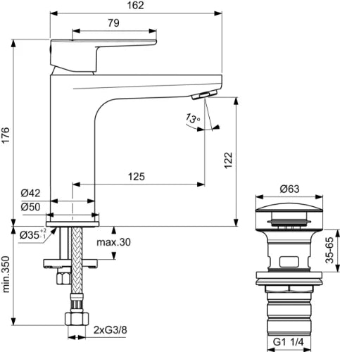 Ideal Standard Alu+ mitigeur lavabo - silver