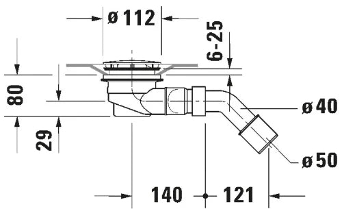 Duravit D-Code vidage pour tub de douche Dia. 90 MM,évacuation horizontale,chromé