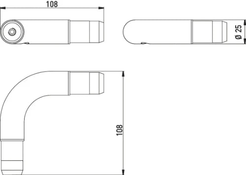 EMCO System2, hoekverbinding voor douchegordijnstang, 90°, chroom