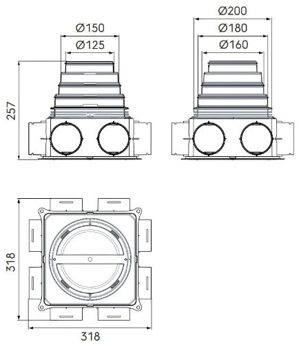 Ubbink Air Excellent DBOX208 V180 8 connections 125-200 mm