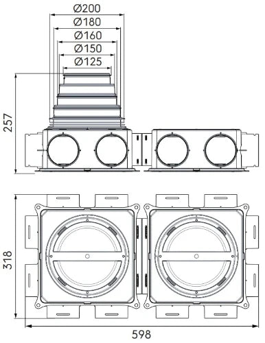 Ubbink Air Excellent DBOX212 V180HE 12 connections 125-200 mm