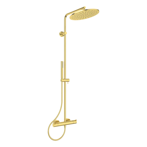 Ideal Standard Ceratherm T125 système de douche avec Ceratherm T125 - IdealRain douchette en stick avec 1 fonction - 8 l/min - douche de tête 300 mm - 12 l/min et IdealFlex 1750 mm. - Brushed Gold