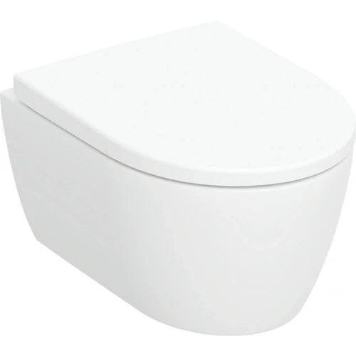 Set de WC suspendu à fond creux Geberit iCon,compact - forme fermée - Rimfree - avec siège de WC - T 49cm - Mécanisme softclose Oui - Charnières Quick Release Verrouillable - Fixation Par le haut - Blanc