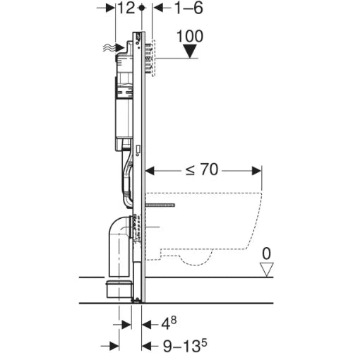 Geberit Duofix élément pour WC suspendu 1120 mm - avec réservoir de chasse d’eau intégré Sigma 12 cm