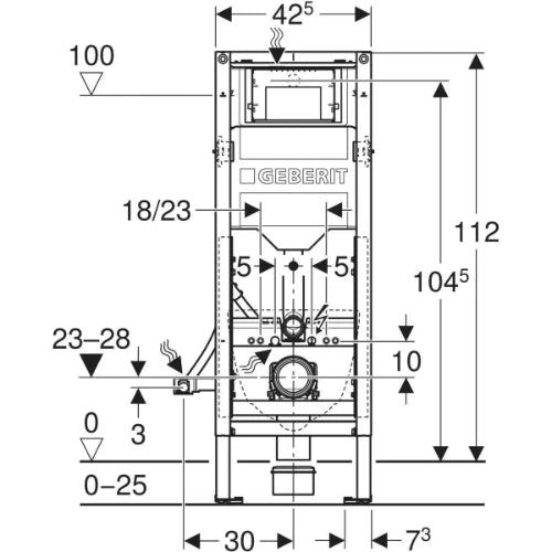 Geberit Duofix élément pour WC suspendu 1120 mm - avec réservoir de chasse d’eau intégré Sigma 12 cm - construction accessible - pour PMR