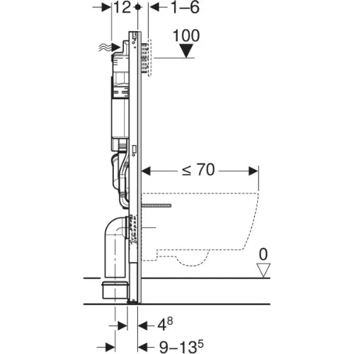 Geberit Duofix élément pour WC suspendu 1120 mm - avec réservoir intégré Sigma 12 cm - avec extraction d’odeurs avec évacuation d’air