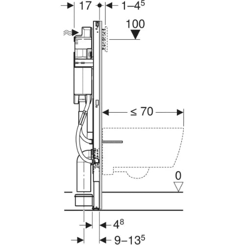 Geberit Duofix élément pour WC suspendu 1120 mm - avec réservoir de chasse d’eau intégré Sigma 12 cm - construction accessible - pour accoudoirs