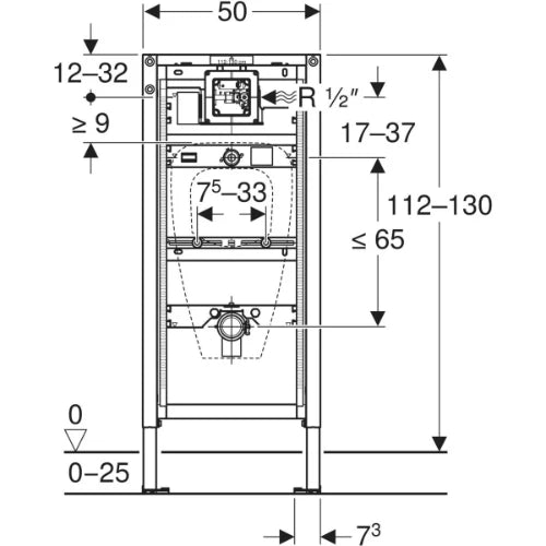 Geberit Duofix élément pour urinoir 1120 - 1300 mm - universel