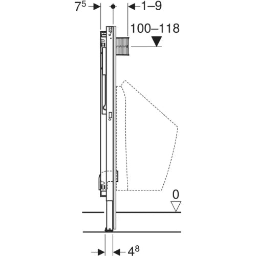 Geberit Duofix élément pour urinoir 1120 - 1300 mm - universel - pour tête de pulvérisation