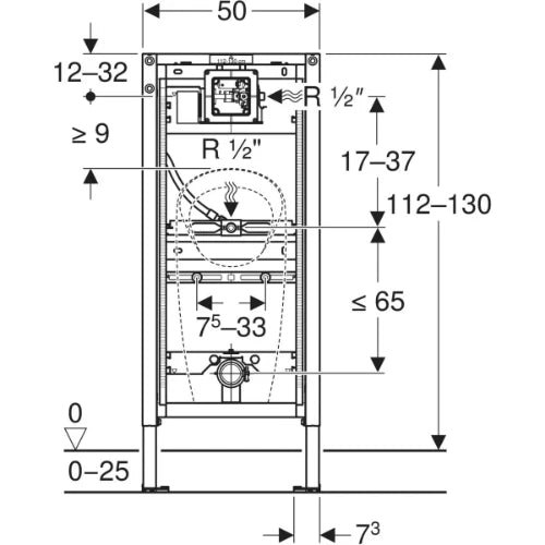 Geberit Duofix élément pour urinoir 1120 - 1300 mm - universel - pour tête de pulvérisation