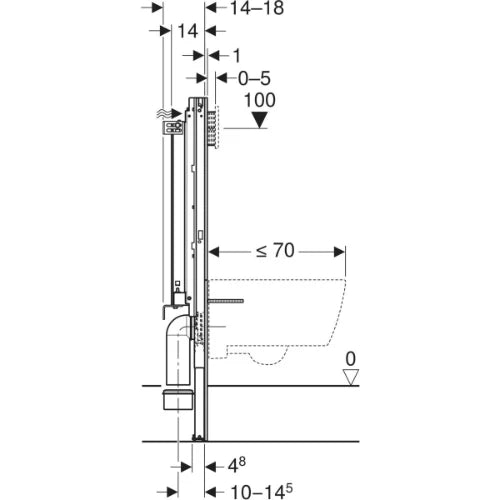 Geberit Sanbloc élément pour WC suspendu 1120 mm - avec réservoir intégré Sigma 12 cm