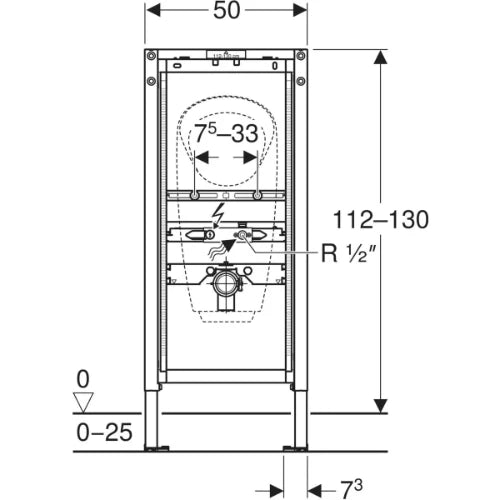 Geberit Duofix élément pour urinoir 1120 - 1300 mm - universel - pour bouton-poussoir apparent