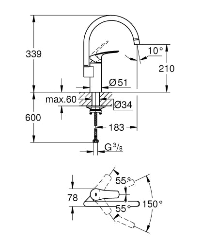 Grohe Eurosmart 2021 mitigeur cuisine bec-C