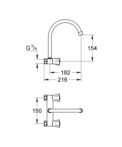 Grohe Costa L mélangeur évier mural - chromé