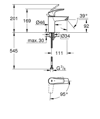 Grohe Eurosmart 2021 mitigeur lavabo S - chromé